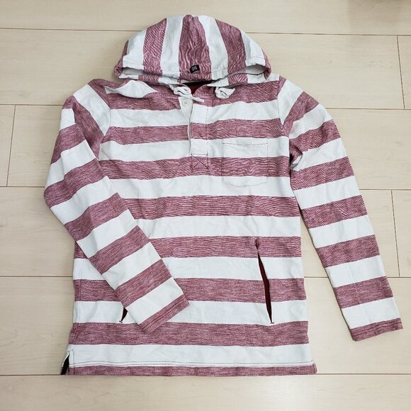 KREW Mens Hooded Pullover Shirt Red Stripe Sz M - Picture 1 of 10